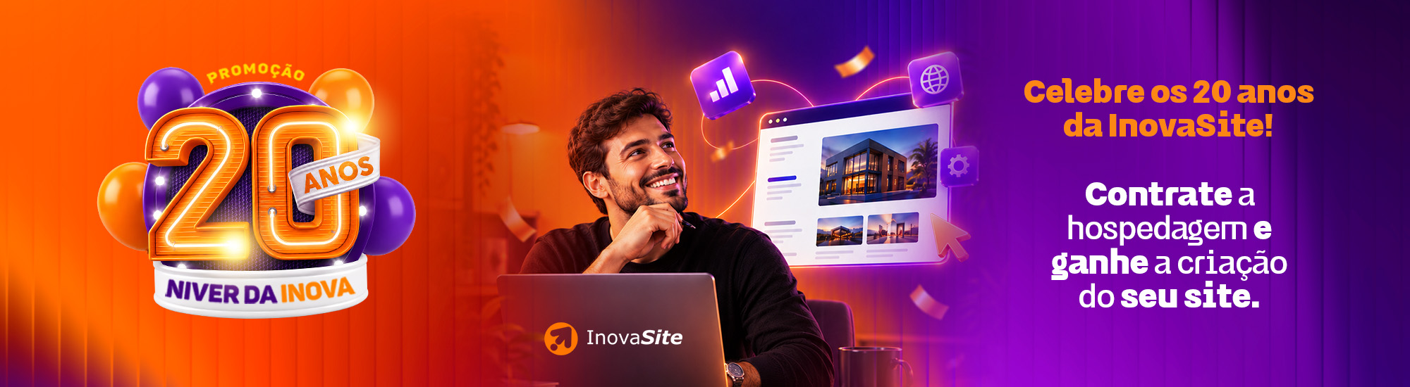 Promoção de Aniversário InovaSite 20 Anos – Site Profissional Gratuito